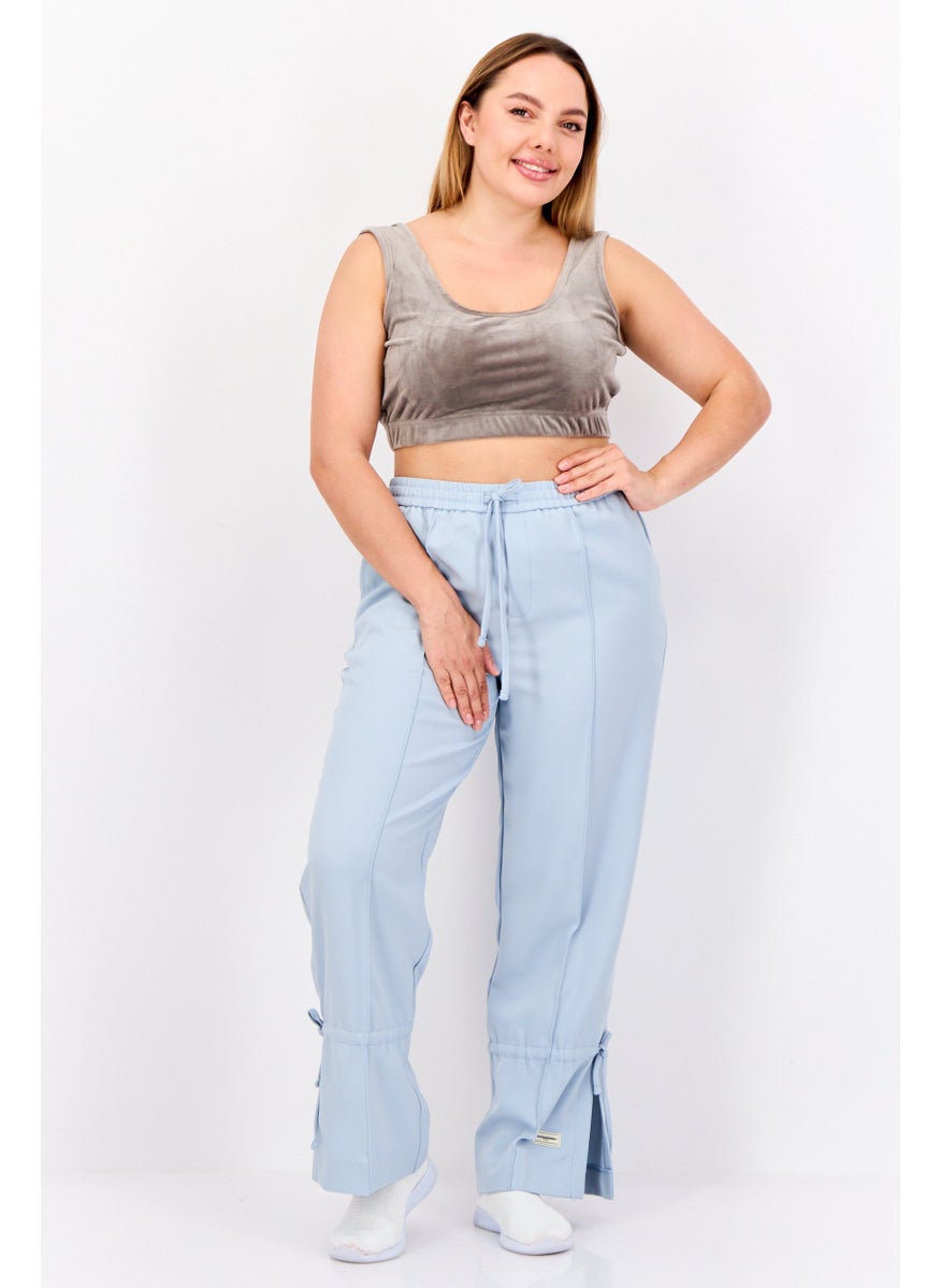 The Giving Movement - Women Regular Fit Brand Logo Straight Pants, Blue - Image 1