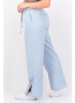 The Giving Movement Women Regular Fit Brand Logo Straight Pants, Blue  - Image 4