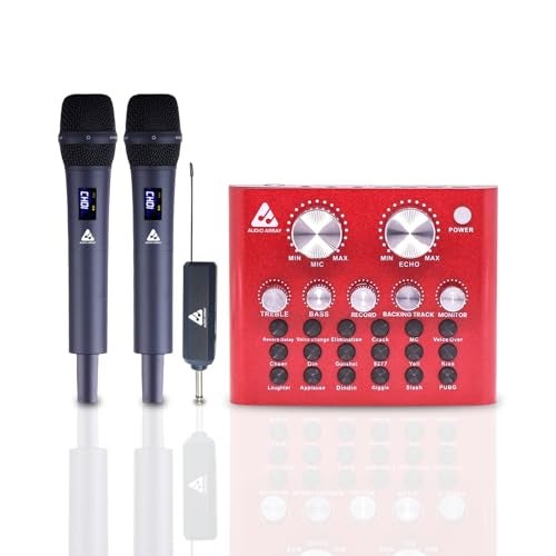 Audio Array Portable Karaoke Bundle | Dual Wireless UHF Microphones with Rechargeable Battery Receiver & USB Plug n Play BT Soundcard Mixer | Ideal for Parties, Home Karaoke & Live Singing - KB-01 - Image 1