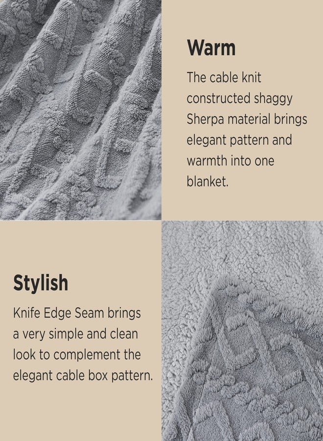 Bedsure Sherpa Fleece Throw Blanket for Couch - GentleSoft Fluffy & Cozy Cable Jacquard Tufted Throw for Women Gift, Thick and Warm Blankets for Winter, Grey, 50x60 Inches - Image 5