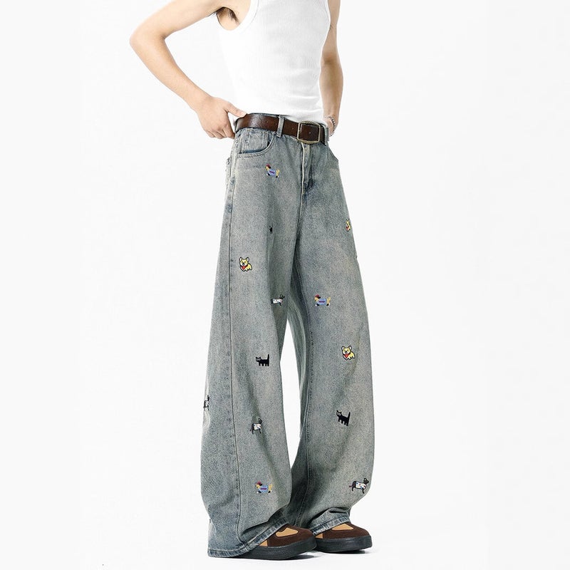 Unisex Classic Denim Jeans Loose Fit Daily Outdoor Wear - Image 1