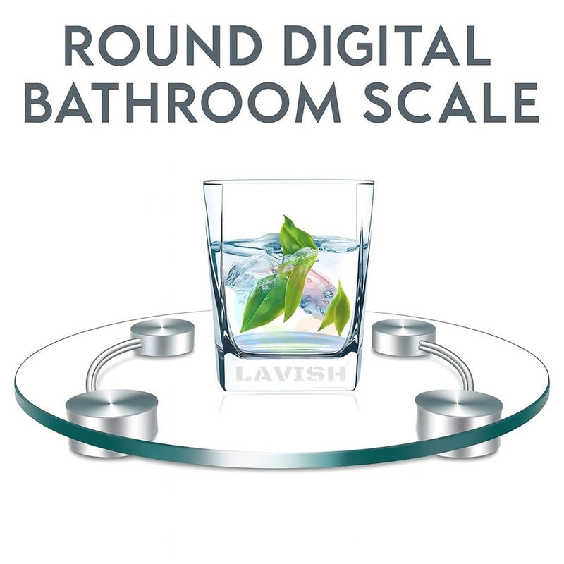 LAVISH Smart Digital LED Display Ultra-Slim Weighing Scale | Round Personal Body Weight Scale | High Accuracy Bathroom Scale | 180 kg Capacity | Tempered Glass Surface - Image 2