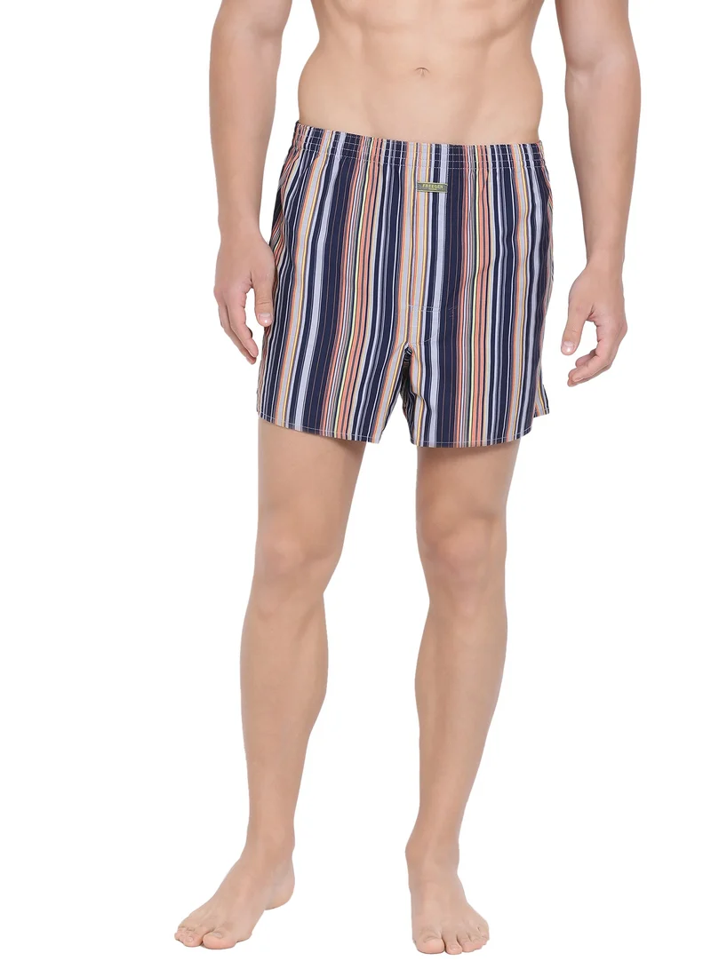 BYC MEN'S STRIPED COTTON BOXER SHORTS (PACK OF 3) - MULTICOLOR