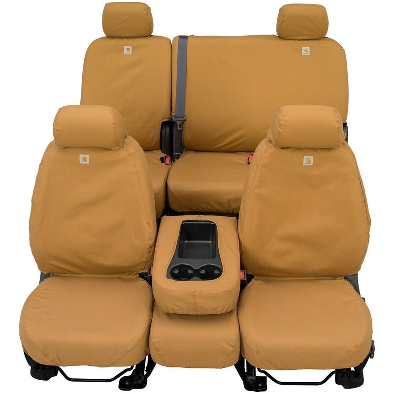 أغطية مقاعد كارهارت من كوفر كرافت تناسب فورد F250F350F450F550 20172018 مقاعد دلو الصف الأول قماش بطانة بني