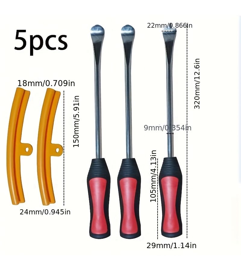 5 Piece Tire Mounting And Demounting Pry Bars Tire Lever Rods Set - Image 2