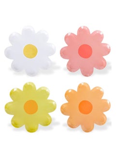 40Pcs Boho Flower Paper Plates, 4 Colors Daisy Flower Shape Disposable Paper Plates 7 Inch Floral Food Tray Daisy Party Dessert Plates for Spring Wedding Birthday Baby Shower Party Supplies
