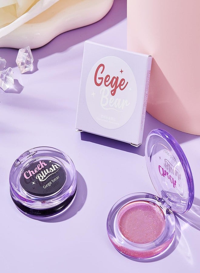 Gege Bear Clear Crystal Cheek Blush | Compact Blusher for Women with Highlighter Glow | Easy to Blend Lightweight | Soft Makeup for Face Glow | Perfect Shine for Summer (02# ROSE LIGHT, 3.5g) - Image 1