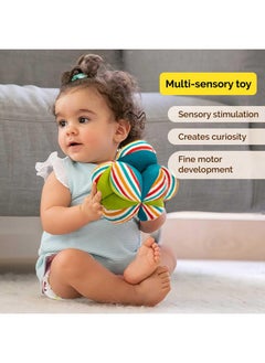 Shumee Shumee Colorful Plush Fabric Ball for Babies | Baby Textured 5" Ball | Multicolored | Lab Certified | Montessori Soft Ball Toys | Developmental Clutch with Rattle, Infant/Babies | Newborn Gifts  - Image 3