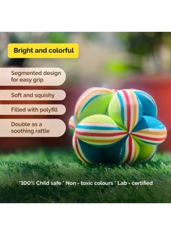 Shumee Shumee Colorful Plush Fabric Ball for Babies | Baby Textured 5" Ball | Multicolored | Lab Certified | Montessori Soft Ball Toys | Developmental Clutch with Rattle, Infant/Babies | Newborn Gifts  - Image 5