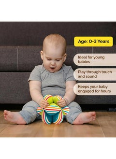 Shumee Shumee Colorful Plush Fabric Ball for Babies | Baby Textured 5" Ball | Multicolored | Lab Certified | Montessori Soft Ball Toys | Developmental Clutch with Rattle, Infant/Babies | Newborn Gifts  - Image 2