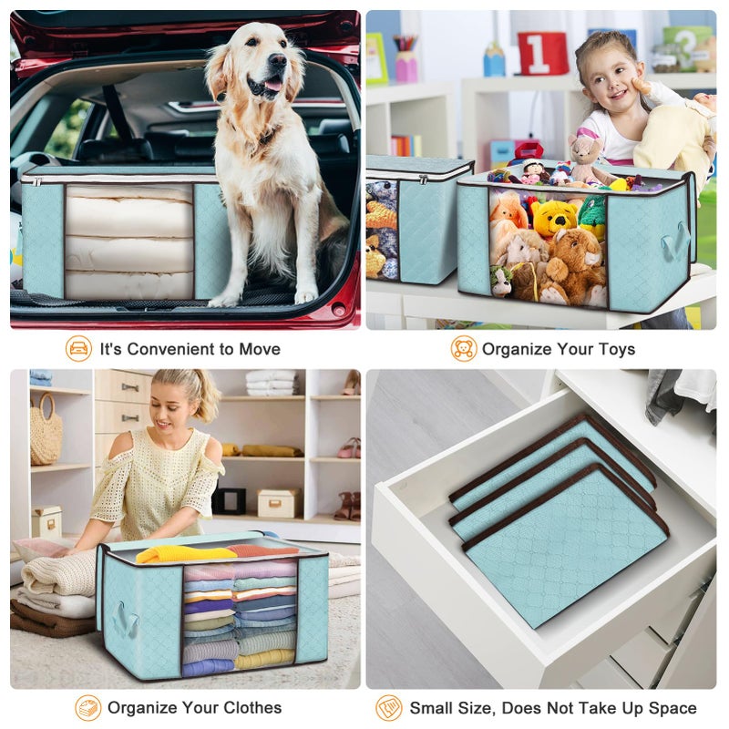 Budding Joy 90 L Large Storage Bags, 6 Pack Clothes Storage Bins Foldable Closet Organizer Storage Containers Storage and Organization for Clothes, Blanket, Comforters, Bed Sheets, Pillows (Blue) - Image 5