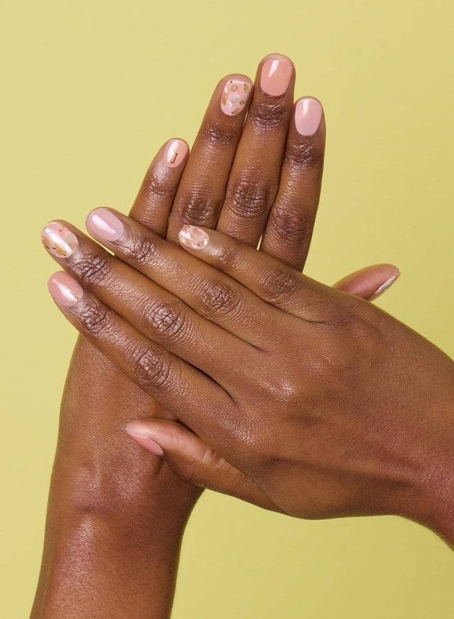 ohora Semi Cured Gel Nail Strips (N Lazy Sunday) - Pink, Patterned, Works with Any UV/LED Lamps, Salon-Quality, Long Lasting, Easy to Apply & Remove - Includes 2 Prep Pads, Nail File & Wooden Stick - Image 2