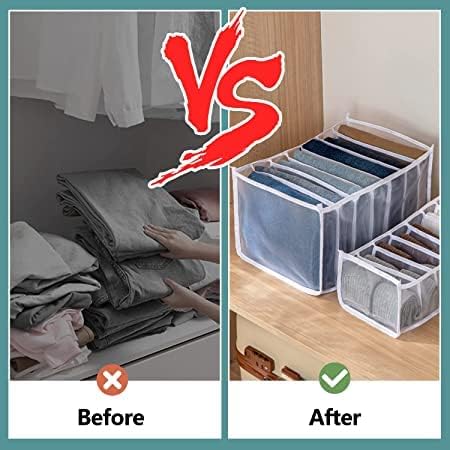 MBW MBW Wardrobe Clothes Storage 7 Grids Storage Organizer Multipurpose Large Capacity Compartment Storage Box Drawer Organizer for TShirt Legging Skirts Jeans Pack of 4  - Image 5