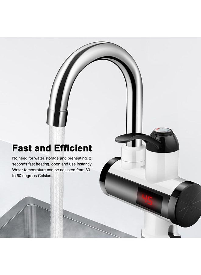 Generic - 3000W Instant Hot Water Faucet Electric Water Heater Tap with LED Digital Display Kitchen Bathroom Water Heating Faucet IPX4 Waterproof 360° Rotatable 220V - Image 1