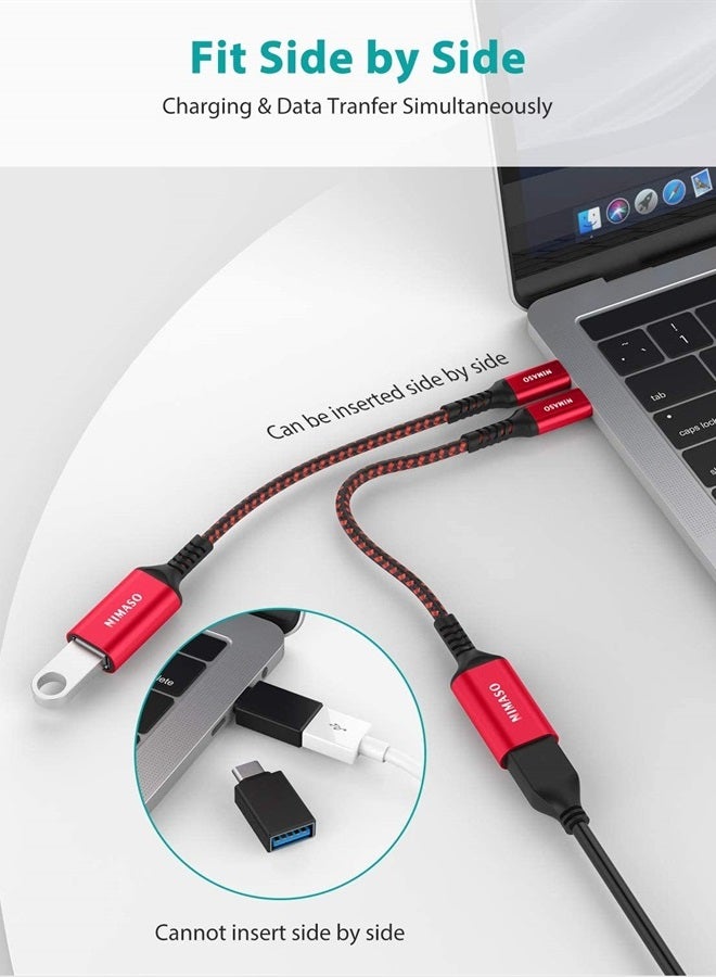 NIMASO USB C to USB 3.1 Adapter 2 Pack, OTG Cable Type C Male to USB Female OTG Adapter Compatible with iPhone 15/15 Pro/15 Plus/15 Pro Max, MacBook Pro, iPad, Samsung Galaxy, Huawei,Google Pixel-Red - Image 1