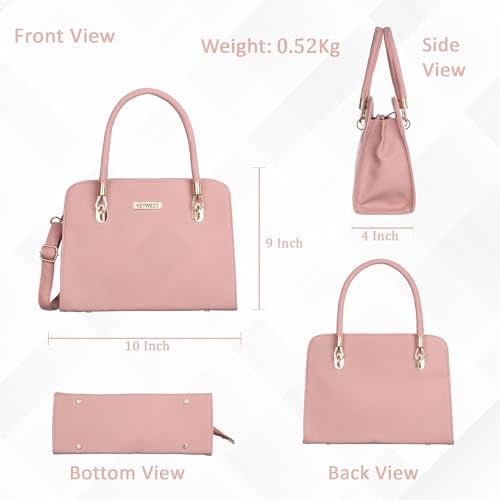 Keywest Women's Chanelle Satchel Tote Handbag for Women | Ladies purse | Stylish Shoulder Bag | Gift For Woman | Pink - Image 3