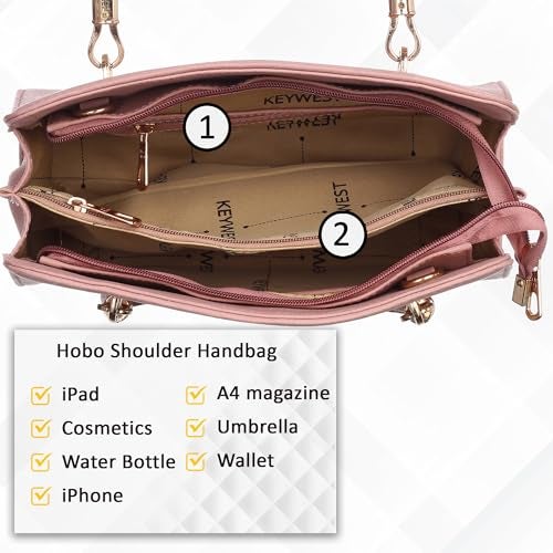 Keywest Women's Chanelle Satchel Tote Handbag for Women | Ladies purse | Stylish Shoulder Bag | Gift For Woman | Pink - Image 5