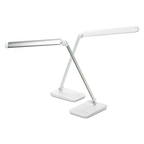 Safco مصباح مكتب حديث LED من سافكو 1001SL فامب مع منفذ USB ومفتاح خافت، فضي - Image 1