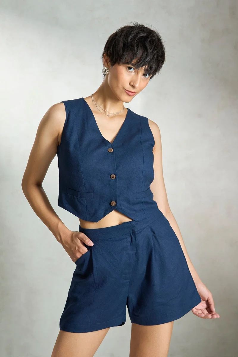 Virgio Linen Sleek Vacation Vests Tops for Women