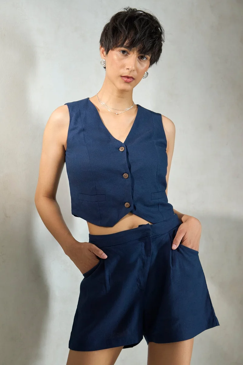 Virgio Linen Sleek Vacation Vests Tops for Women