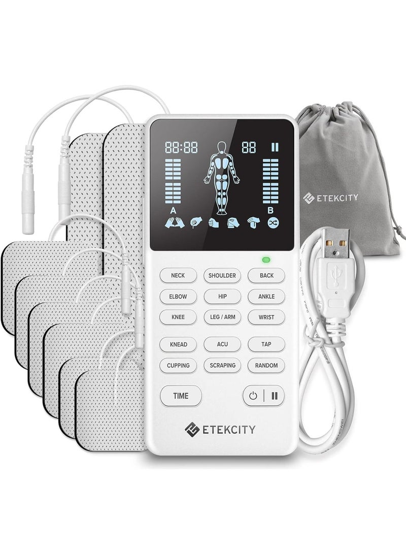 rayihni Etekcity 4-Channel Rechargeable TENS Unit – Muscle Stimulator for Drug-Free Pain Relief, After-Exercise Relaxation, Physical Therapy, 8 Electrode Pads, Back, Neck, Shoulder, Sciatica, Period Cramps - Image 1