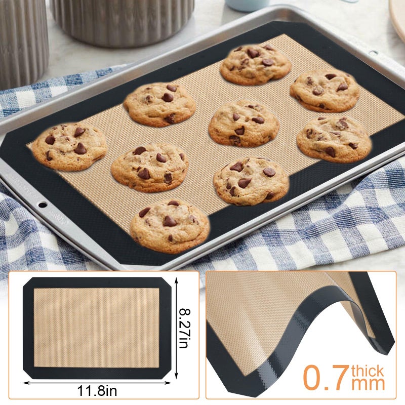 HANWRAPS Silicone Baking Mat,Silicone Mat,2 Pack Reusable Non-Stick Baking Mat,Food Safe Silicone Mats for Baking, Oven Baking Sheet for Making Cookies, Macaroons, Bread,(11.8"L x 8.3"W) - Image 2