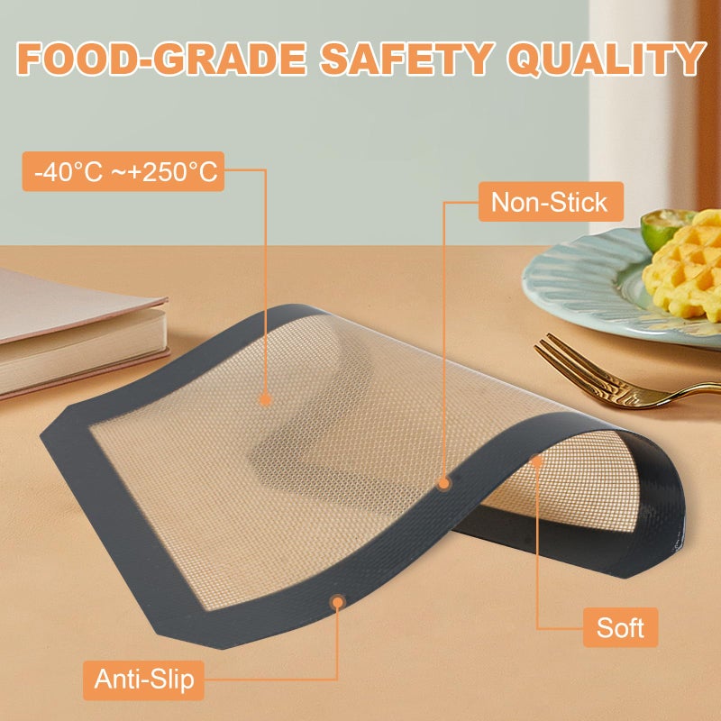 HANWRAPS Silicone Baking Mat,Silicone Mat,2 Pack Reusable Non-Stick Baking Mat,Food Safe Silicone Mats for Baking, Oven Baking Sheet for Making Cookies, Macaroons, Bread,(11.8"L x 8.3"W) - Image 3