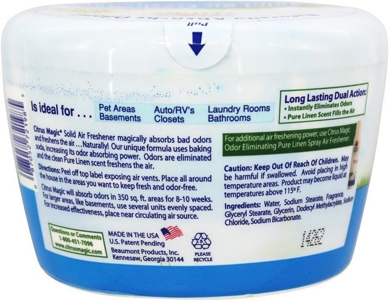 Citrus Magic Solid Air Freshener - Pure Linen Odor Absorber, 20oz - Image 3