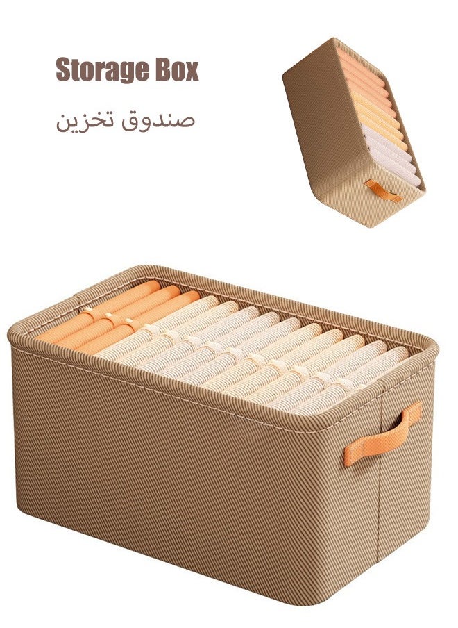 Generic Fabric Storage Box, Cube Closet Storage Organize, Packed Bedroom Clothes Storage Organization Box, Collapsible Fabric Storage Cubes Organizer with Carrying Handles Thickened Steel Frame, Storage Bins Organizer, Multifunctional Home Cubes Baskets for Organizing Shelves Closets Clothes and Toy, 42x28x25cm, khaki  - Image 1