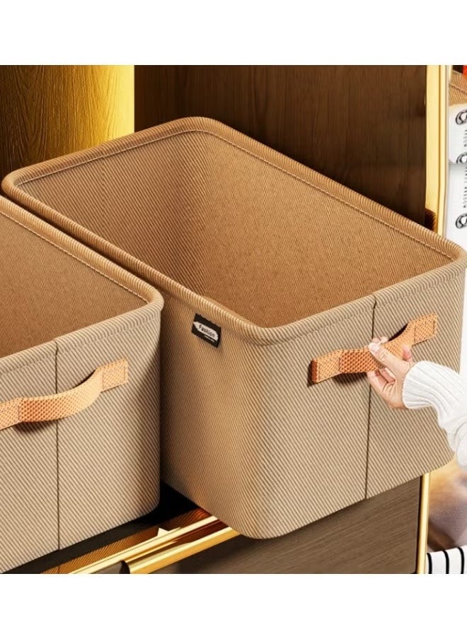 Generic Fabric Storage Box, Cube Closet Storage Organize, Packed Bedroom Clothes Storage Organization Box, Collapsible Fabric Storage Cubes Organizer with Carrying Handles Thickened Steel Frame, Storage Bins Organizer, Multifunctional Home Cubes Baskets for Organizing Shelves Closets Clothes and Toy, 42x28x25cm, khaki  - Image 4