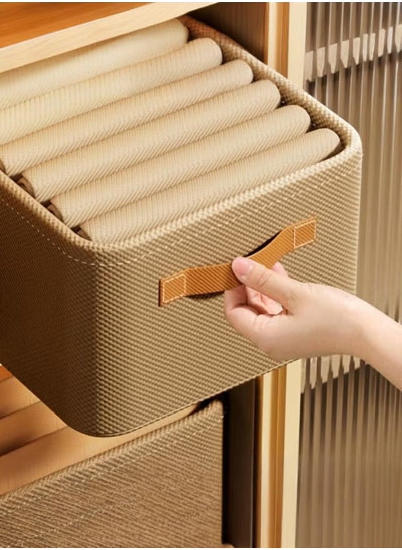 Generic Fabric Storage Box, Cube Closet Storage Organize, Packed Bedroom Clothes Storage Organization Box, Collapsible Fabric Storage Cubes Organizer with Carrying Handles Thickened Steel Frame, Storage Bins Organizer, Multifunctional Home Cubes Baskets for Organizing Shelves Closets Clothes and Toy, 42x28x25cm, khaki  - Image 3