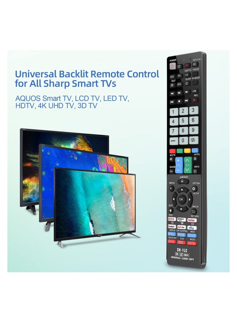 Replacement Universal Remote Control Compatible for Sharp AQUOS Smart TV/HDTV/ 3D/ LCD/LED/ 4K TV, GB004WJSA GA935WJSA - Image 2