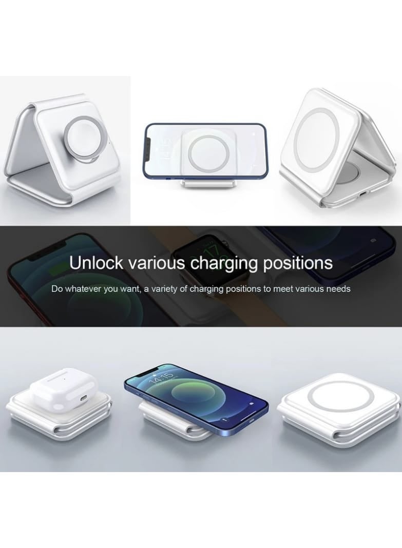 traditious 3-in-1 Foldable Magnetic Wireless Charging Station – Portable Travel Charger Dock for iPhone 16/15/14/13/12 Pro Max/Plus, Apple Watch & AirPods – Multi-Device Charging Pad  - Image 3