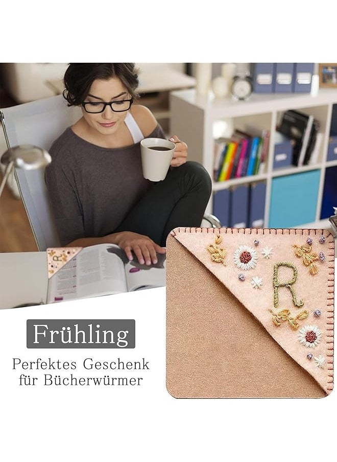 X spring Personalized Bookmark Felt Triangle Bookmark For Book Lovers Bookmarks For Your Reading Pleasure Flower Book Mark With Letter Hand Embroidered Corner Bookmark For Women  - Image 3