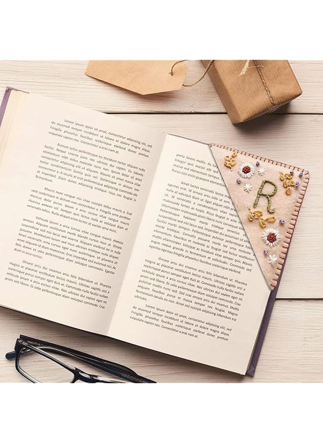 X spring Personalized Bookmark Felt Triangle Bookmark For Book Lovers Bookmarks For Your Reading Pleasure Flower Book Mark With Letter Hand Embroidered Corner Bookmark For Women  - Image 4
