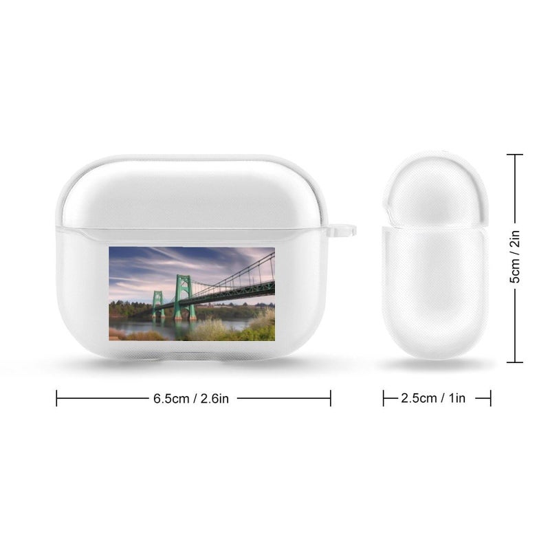 غلاف واقي صلب بمفتاح سلسلة لـ Airpod Pro مع إظهار مؤشر LED الأمامي بتصميم جسر سانت جونز - Image 3