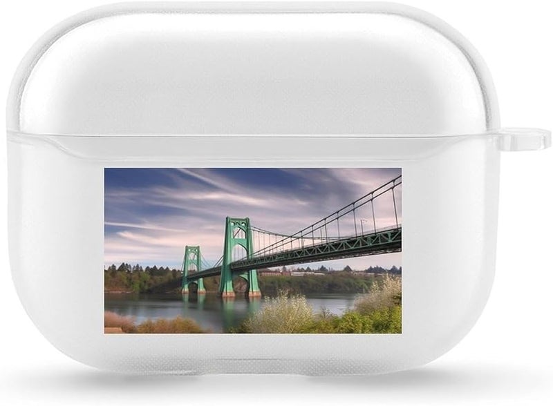 غلاف واقي صلب بمفتاح سلسلة لـ Airpod Pro مع إظهار مؤشر LED الأمامي بتصميم جسر سانت جونز - Image 1