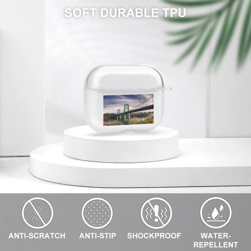 غلاف واقي صلب بمفتاح سلسلة لـ Airpod Pro مع إظهار مؤشر LED الأمامي بتصميم جسر سانت جونز - Image 4