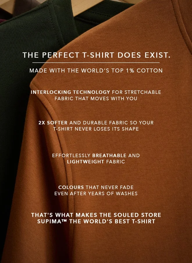 The Souled Store  The Souled Store Men Regular Fit Solid Purple Supima T-Shirt  | Best Price UAE