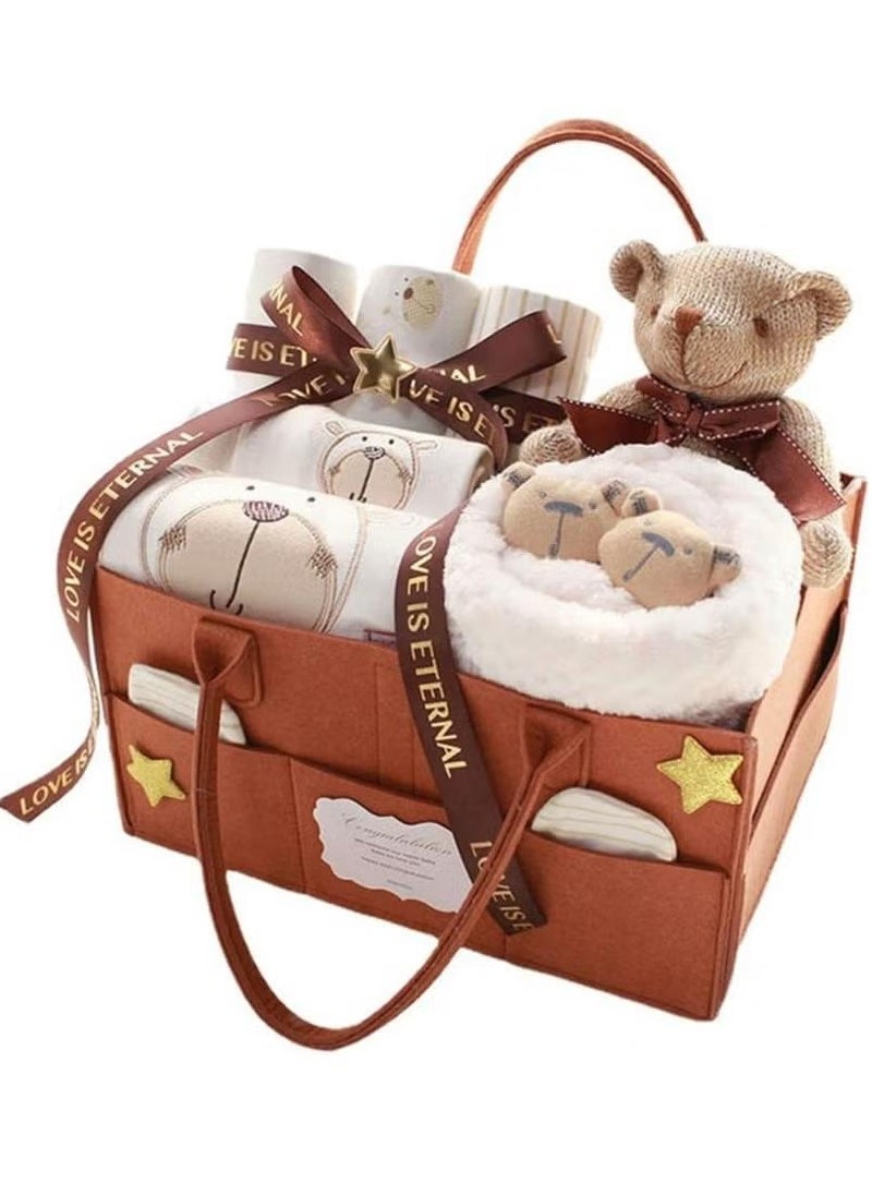 XiuWoo Newborn Gift Set for Baby Boy Girl Infant Gift Set Baby Gifts Premium Cotton Baby Clothes Accessories Set Fits Newborn to 3 Months Bear  - Image 1