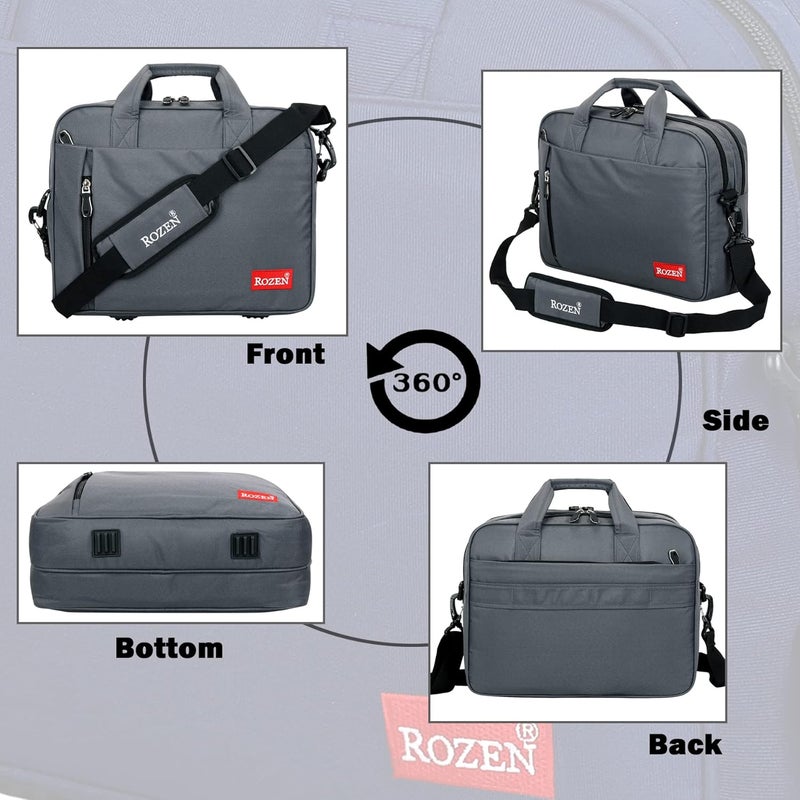 ROZEN 15.6 inch (39.6cm) Laptop Briefcase Shoulder Sling Office Business Professional Travel Messenger Bag for Men and Women Water Repellent Formal Executive Bags - Image 2