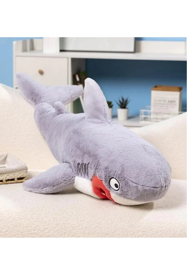 Magnolia Lipstick Shark: A soft pillow that adds a touch of fun to your children's room! It is distinguished by its ice blue color and its size is 100 cm  - Image 2