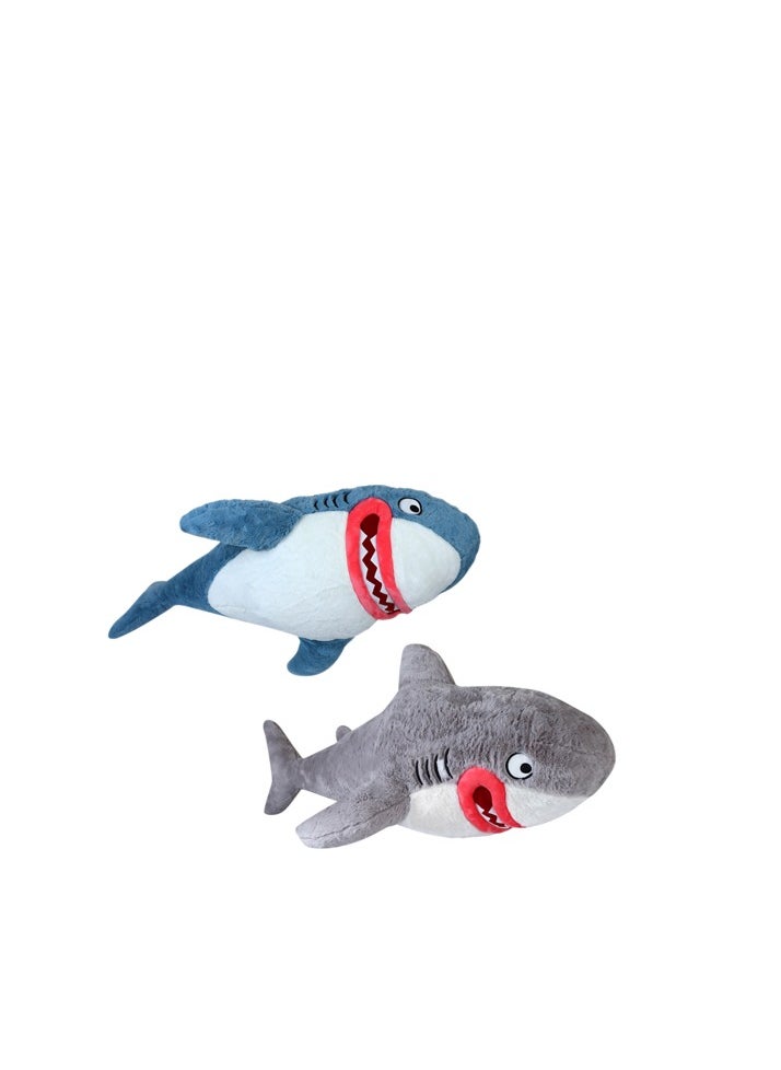 Magnolia Lipstick Shark: A soft pillow that adds a touch of fun to your children's room! It is distinguished by its ice blue color and its size is 100 cm  - Image 3