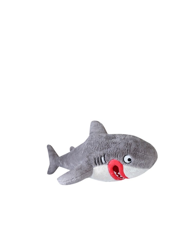 Magnolia Lipstick Shark: A soft pillow that adds a touch of fun to your children's room! It is distinguished by its ice blue color and its size is 100 cm  - Image 4