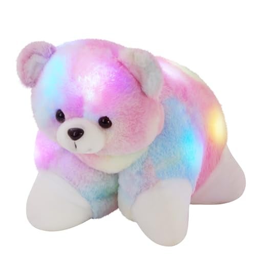 Glow Guards 15 Light up Musical Rainbow Teddy Bear Plush Pillow Cute Stuffed Animal Soft Lovely Colorful Toy Bedtime Sofa Decors Christmas Birthday Childrens Day Hoilday Gift for Toddler Kids - Image 1