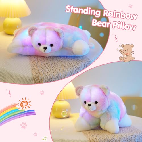 Glow Guards 15 Light up Musical Rainbow Teddy Bear Plush Pillow Cute Stuffed Animal Soft Lovely Colorful Toy Bedtime Sofa Decors Christmas Birthday Childrens Day Hoilday Gift for Toddler Kids - Image 5