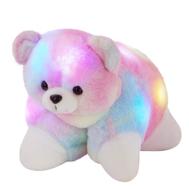 Glow Guards 15 Light up Musical Rainbow Teddy Bear Plush Pillow Cute Stuffed Animal Soft Lovely Colorful Toy Bedtime Sofa Decors Christmas Birthday Childrens Day Hoilday Gift for Toddler Kids - Image 2