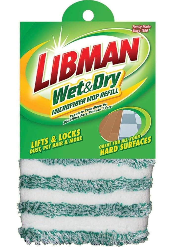 Libman Commercial 119 Microfiber Wet/Dry Floor Mop Refill Pad - 18" Wide, Green and White - Image 1