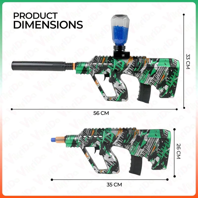 VikriDa بندقية إطلاق كرات صغيرة AUG وبندقية فوم للبالغين مع 5500 كرة صغيرة | مدى يصل إلى 65 قدم | بطارية قابلة للشحن - Image 4