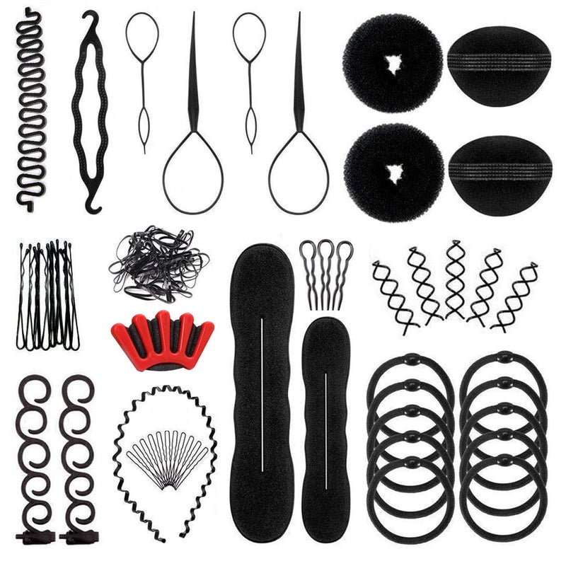 27Pcs Hair Styling Set Hair Design Styling Tools DIY Hair Accessories Hair Modelling Tool Kit Magic Fast Spiral Hair Braid Braiding Tool for Women and Girls